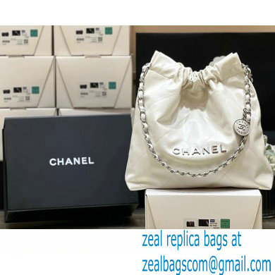 CHANEL Calfskin & Silver-Tone Metal 22 Small Handbag AS3260 WHITE 2022(ORIGINAL QUALITY)